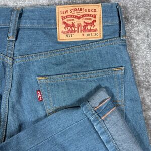 Levi's 511 Jeans Men's 30x30 (Fits 31x29)‎ Blue Selvedge Edge Slim Straight Leg